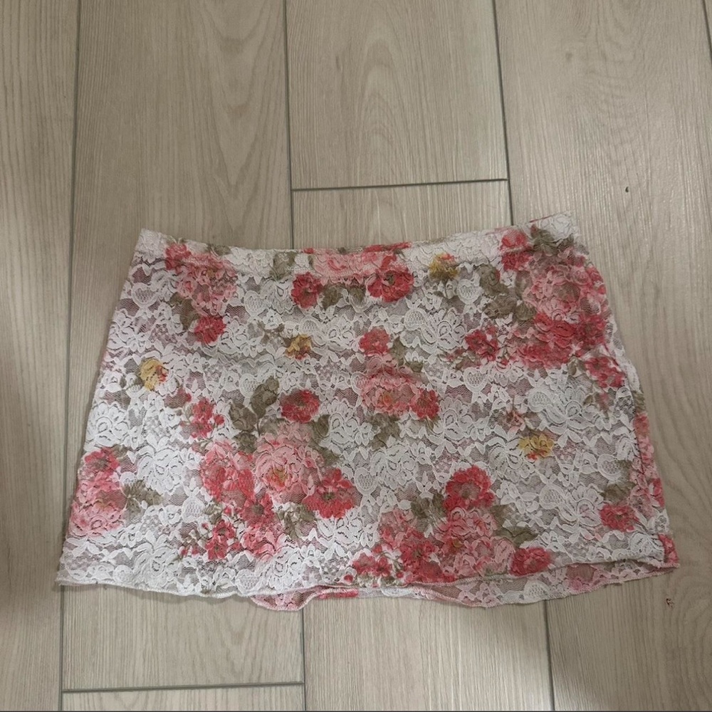 Floral Lace Mini Skirt